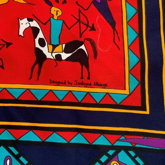 Jocelyne Wauge Womens Ethnic Scarf Wrap Indigenous Native Square Bandana - Picture 4 of 6